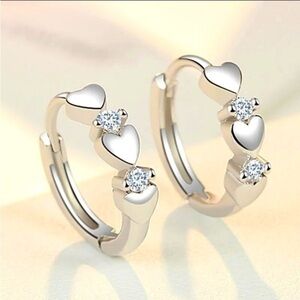 Silver Heart Diamond Earrings